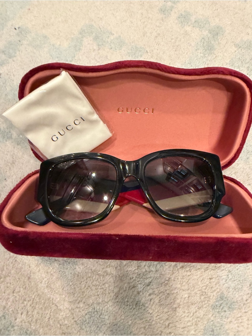 Gucci Black Oversized Women's Sunglasses with Velvet Case
